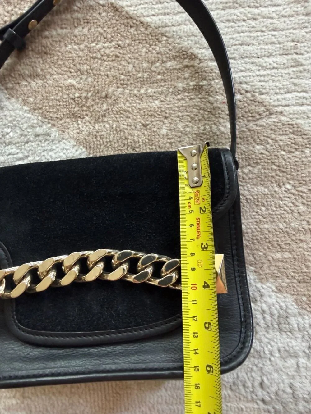 Karl Lagerfeld black crossbody bag crafted from genuine leather and natural sued